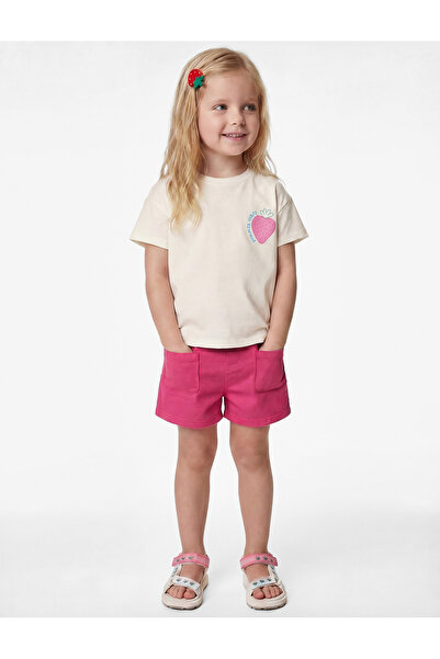 Koton Κοντομάνικο βαμβακερό μπλουζάκι με λαιμόκοψη ποδηλάτου και στάμπα φράου...