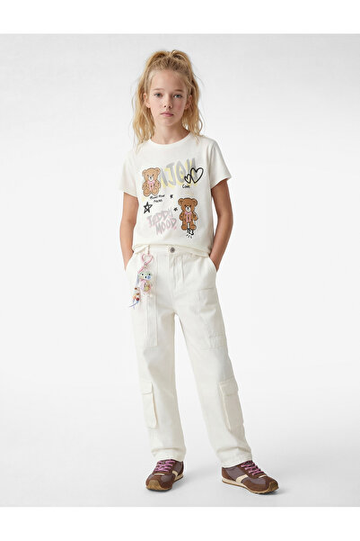 Koton Βαμβακερό μπλουζάκι με κοντό μανίκι με στάμπα αρκουδάκι