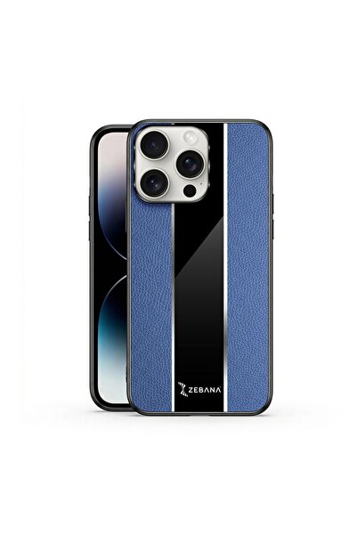 Zebana Apple iPhone 14 Pro Max Uyumlu Kılıf Premium Deri Kılıf Mavi