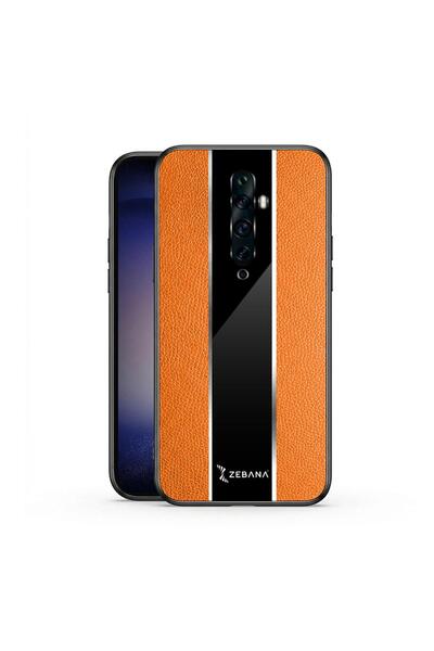 Zebana Oppo Reno 2Z Uyumlu Kılıf Premium Deri Kılıf Turuncu