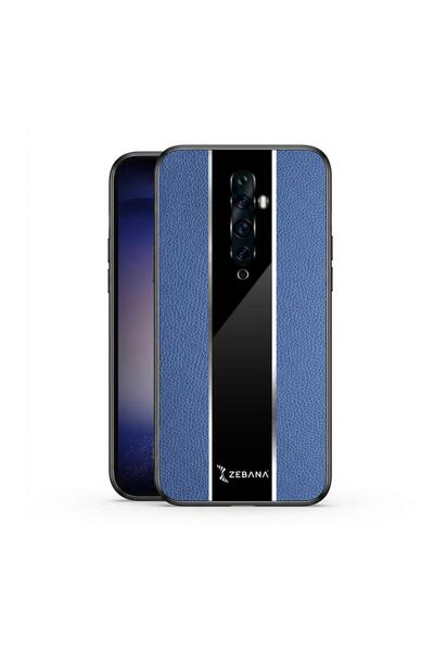 Zebana Oppo Reno 2Z Uyumlu Kılıf Premium Deri Kılıf Mavi