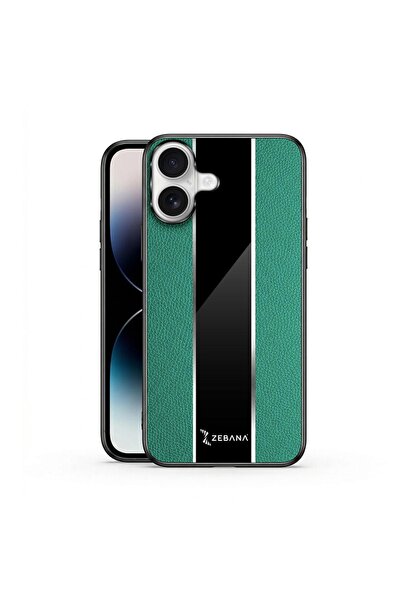 Zebana Apple iPhone 16 Plus Uyumlu Kılıf Zebana Premium Deri Kılıf Yeşil
