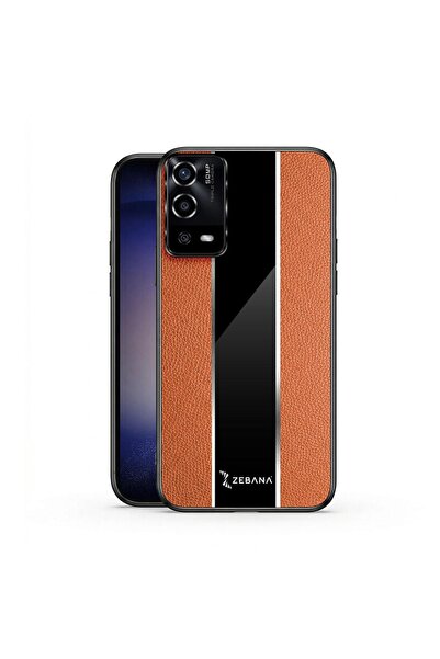 Zebana Oppo A55 Uyumlu Kılıf Premium Deri Kılıf Kahverengi