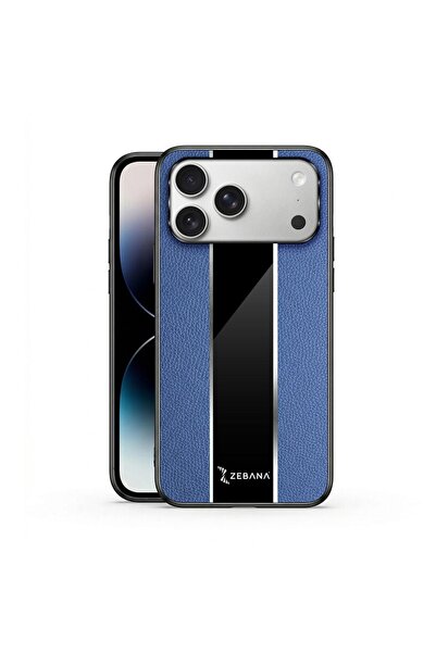 Zebana Apple iPhone 17 Pro Uyumlu Kılıf Premium Deri Kılıf Mavi