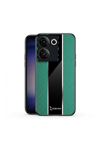 Zebana TECNO Camon 20 Pro 4G Uyumlu Kılıf Premium Deri Kılıf Yeşil