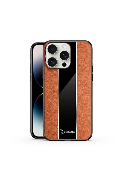 Zebana Apple iPhone 14 Pro Uyumlu Kılıf Premium Deri Kılıf Kahverengi