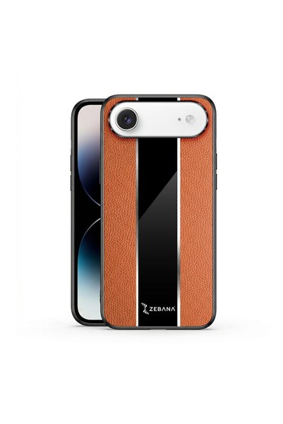 Zebana Apple iPhone 17 Air Compatible Case Premium Leather Case Brown