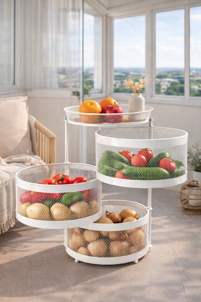 Venon Aydınlatma MELİS 3 KATLI ✨ BEYAZ ✨Sebzelik Meyvelik Soğan Patates Sepeti Modern Tasarım | Mutfak & Balkon Düzen || 3 Katlı Sebzelik Patates Soğan Kovası || YANA AÇILIR KAPANIR TASARIM || METAL SEBZELİK