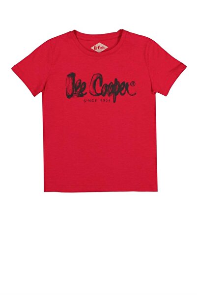Lee Cooper Flamingologo Unisex Kids Crew Neck T-Shirt Red