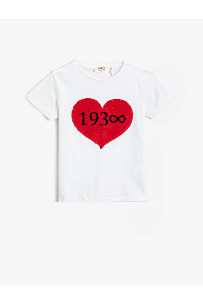 Koton Ataturk Reversible Sequin Embroidered T-Shirt Short Sleeve Cotton Crew ...