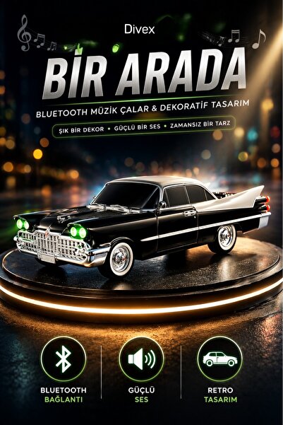 Divex Nostaljik Eşref Tek Model Klasik Araba Tasarımlı Bluetooth Hoparlör - D...