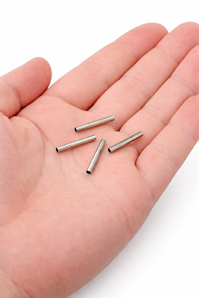 FlowerAksesuar 100 ADET - 2x21 mm Metal Boru Boncuk, Boru Boncuk, Metal Ara B...