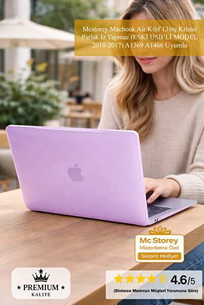 Mcstorey Macbook Air Kılıf 13inç Kristal Parlak Iz Yapmaz (ESKİ USB'Lİ MODEL ...