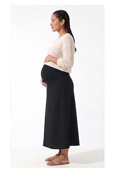 WAYS Kadın Siyah Dalgıç Hamile Etek Ayarlanabilir Bel Günlük & Şık Tasarım