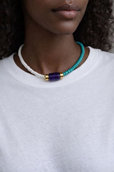 doğaltaşboncukişleri Amethyst Stone Necklace