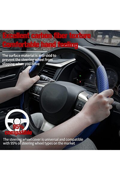 Arabest Car Steering Wheel Cover,Carbon Fiber Anti-Skid,Segmented Design,Univ...