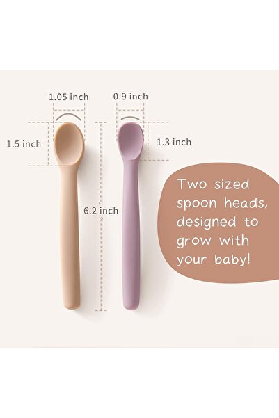 Arabest 4-Piece Silicone Baby Spoons,Self-Feeding Toddler Utensils,2 Sizes,Be...