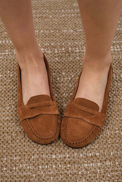 Mio Gusto Γυναικεία Loafer Παπούτσια Capri Γνήσια Suede Tan Color
