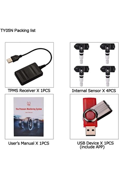 Arabest USB TPMS Tire Pressure Sensor,4 Sensors,5V,for Android Car Stereo Radio