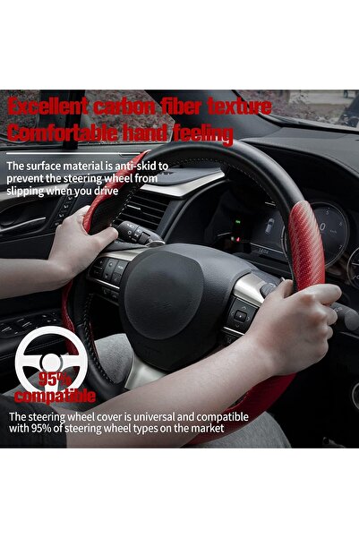 Arabest Car Steering Wheel Cover,Carbon Fiber Anti-Skid,Segmented Design,Univ...
