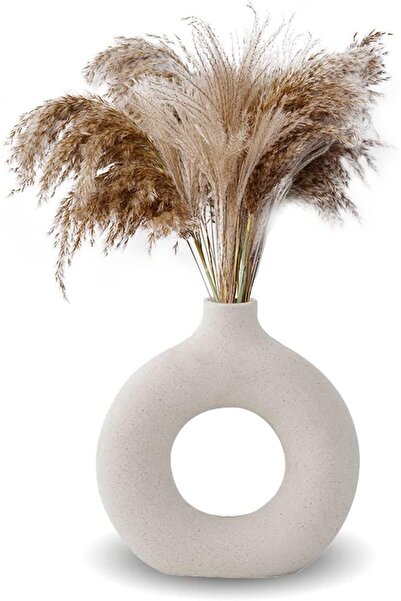 Arabest Large White Ceramic Vase,Modern Round Matte Pampas Flower Decor,Minim...