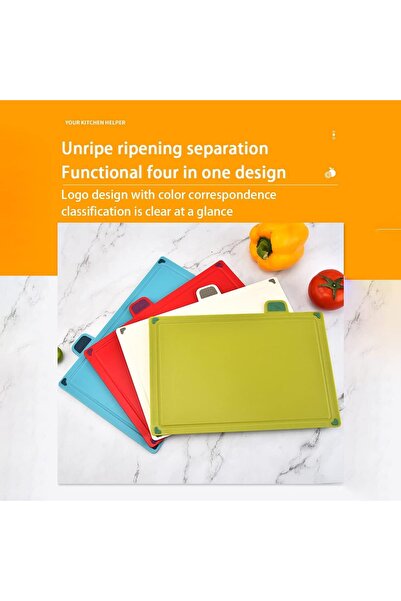 Arabest 4Pcs Kitchen Plastic Cutting Board Set,Color-Coded,Non-Slip,30x22CM,D...