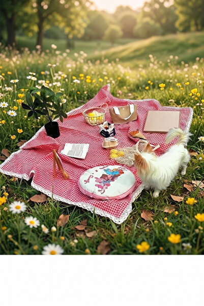 ZADA HOME Piknik Kırmızı Masa Ekose Masa Örtüsü, Pötikareli Masa Örtüsü Ve Da...