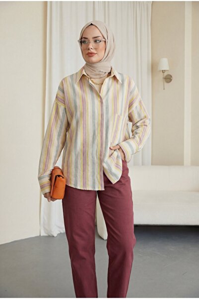 Modamorfo Πουκάμισο Oversize με ανάγλυφες ρίγες και μία τσέπη -fosfor Y.