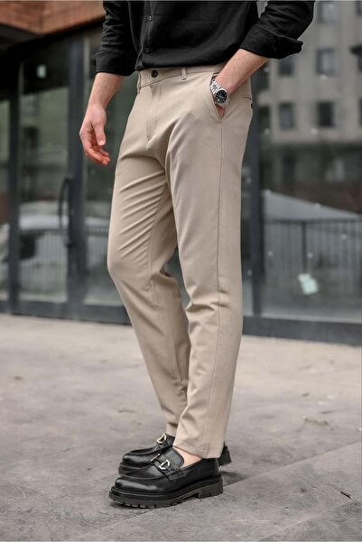 Madmext Ανδρικό παντελόνι Beige Basic E6576