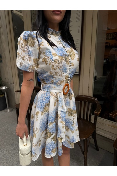 TAYT VEGAS Φόρεμα με στάμπα από λινό PERA