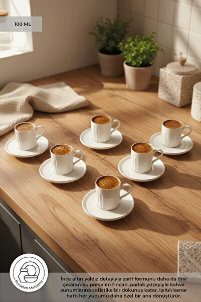 Bambum Tower 6 Kişilik Kahve Fincan Takımı Altın