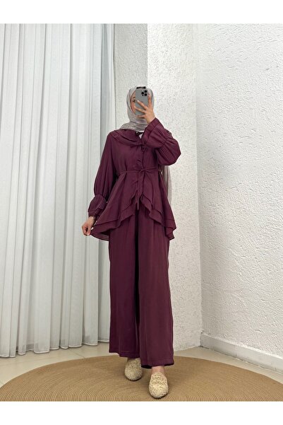 MİHRA STORE Σετ παντελονιού Rezzan με γιακά με βολάν και κορδόνια - ML2134 Βο...