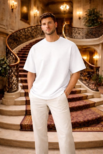 WANDER TAPESTRY True Oversized | Unprinted Thick Heavy Fabric Spring Transitional Basic T-Shirt %100 Cotton