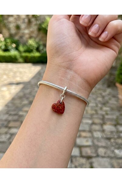 My Story Işıltılı Kırmızı Kalp Sallantılı Gümüş Charm