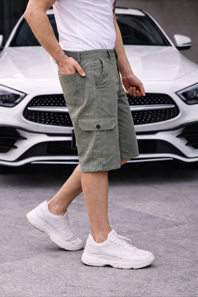 Quafash Erkek Slim Fit Kargo Cepli Kapri Şort