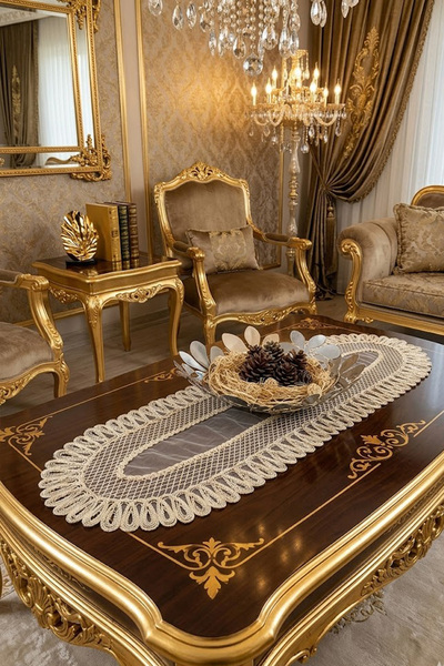 Çt Çeyizci Tekstil Γαλλική δαντέλα Λεπτομερής μονός δρομέας, επιτραπέζιος δρο...