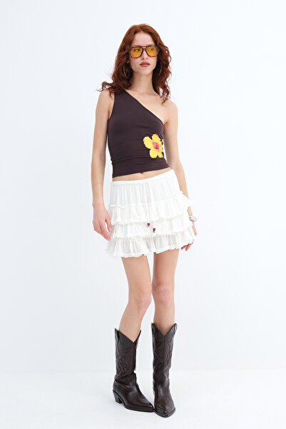 Addax Μίνι φούστα με βολάν E18134