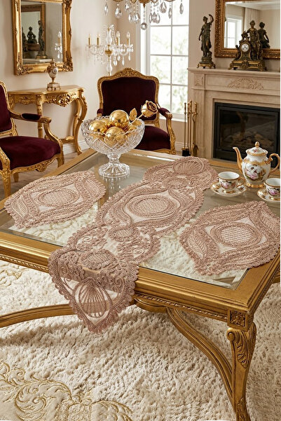 Çt Çeyizci Tekstil Τραπεζομάντιλο 3 τεμαχίων, Σετ σαλονιού 3 τεμαχίων, σετ δω...