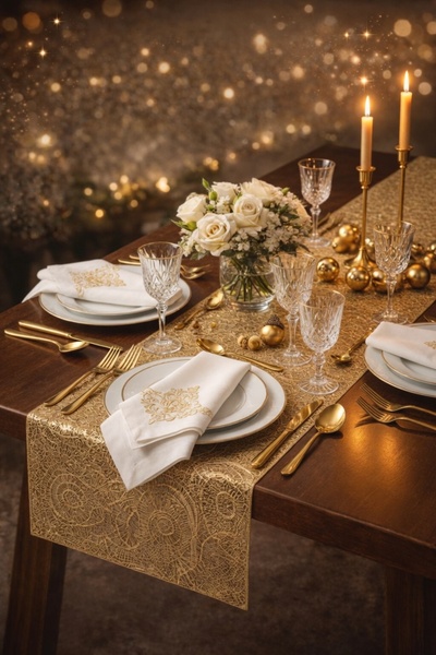 BONOVE Διακοσμημένο χαλάκι δαπέδου πολυτελείας σε χρυσό χρώμα