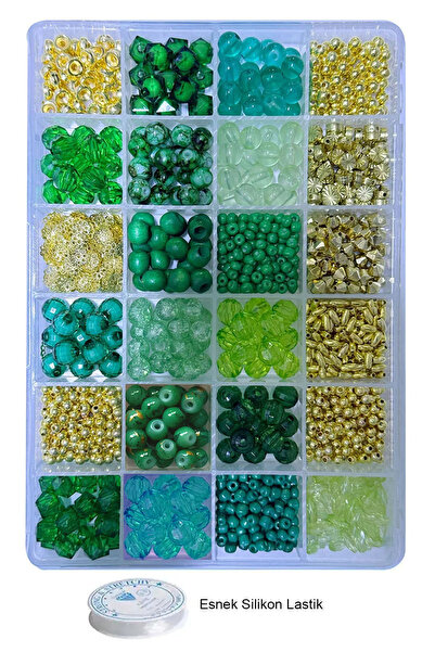 By MO Accessories Κιτ χόμπι κατασκευής κοσμημάτων με πράσινες χάντρες σε κουτ...