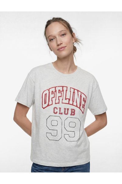 Koton Tricou cu mânecă scurtă din bumbac cu potrivire confortabilă guler rotund cu imprimeu