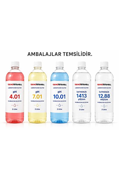 TEKNO İSTANBUL pH 4.01 - 7.01 - 10.01 & İletkenlik 1413 µS/cm - 12.88 mS/cm K...