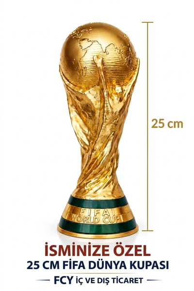 CEREN YÜCEL Kişiye Özel İsim Baskılı 25 Cm Boy Fifa Dünya Kupası Gold Kaplama...