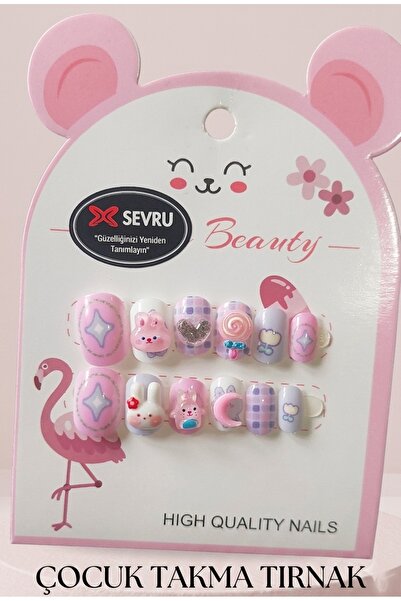 SEVRU Çocuk Takma Tırnak, Yeni Desenli 12'li Çocuk Takma Tırnağı & 24'li Pro ...