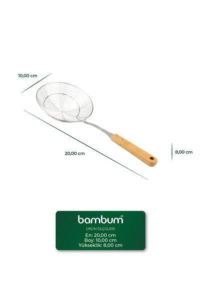 Bambum Ladle with Bamboo Handle Wire Colander 20cm