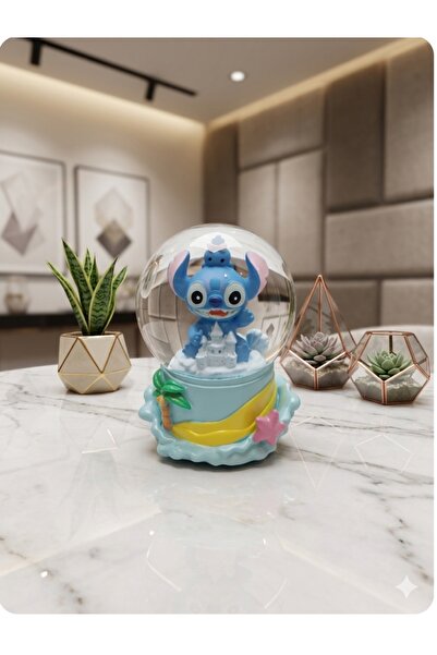 Online 9cm-6cm –şato Önü figürlü Işıklı Stitch Kar küre