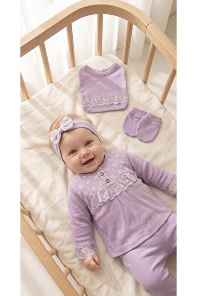 Miniday Baby Kız Bebek Mevlütlük Yenidoğan Hastane Çıkışı 5'li Set %100 Pamuk...