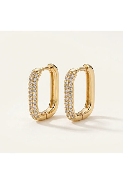 Special Series Unsharpened Steel Zircon Gemstone Rectangular Earrings - 2 cm