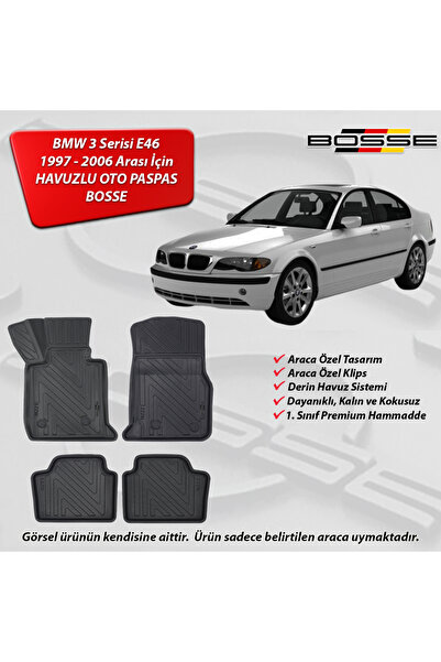 BOSSE BMW 3 Serisi Paspas Araca Özel E46 Paspas 1998 2004 Paspas 3D Havuzlu P...