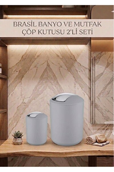 Saban 2 Συσκευασίες Γκρι, Κάδοι απορριμμάτων 6,4 λίτρων και 2 λίτρων - Μοντέλ...